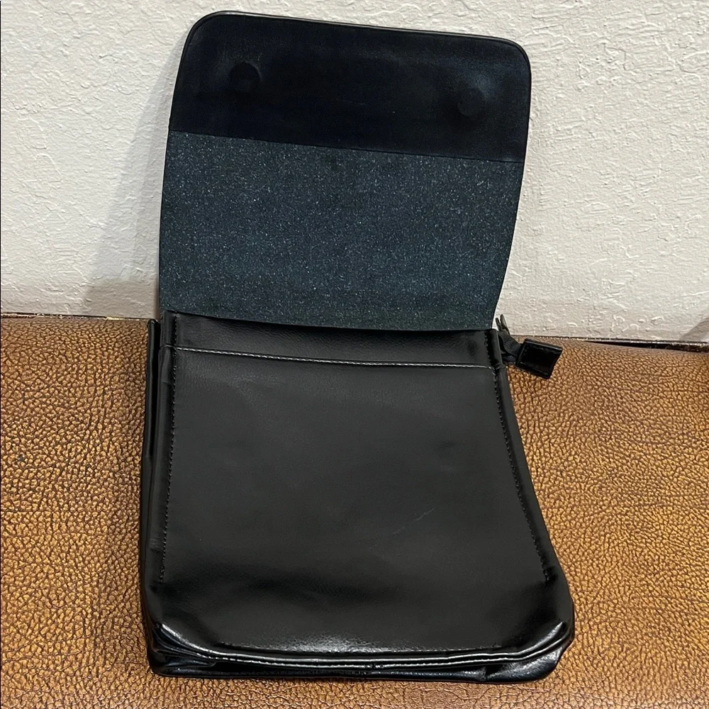 Like New Polo Videng Black Leather like Messenger Bag with 4 Zipper areas!